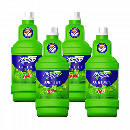 WetJet System Cleaning-Solution Refill, Gain Scent, 1.25 L Bottle, 4/Carton (77809)