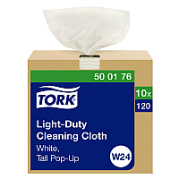 Light Duty Cleaning Cloth Pop Up Box, 1-Ply, 8.3 x 16.1, White, 120 Cloths/Pack, 10 Packs/Carton (500176)
