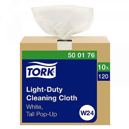Light Duty Cleaning Cloth Pop Up Box, 1-Ply, 8.3 x 16.1, White, 120 Cloths/Pack, 10 Packs/Carton (500176)