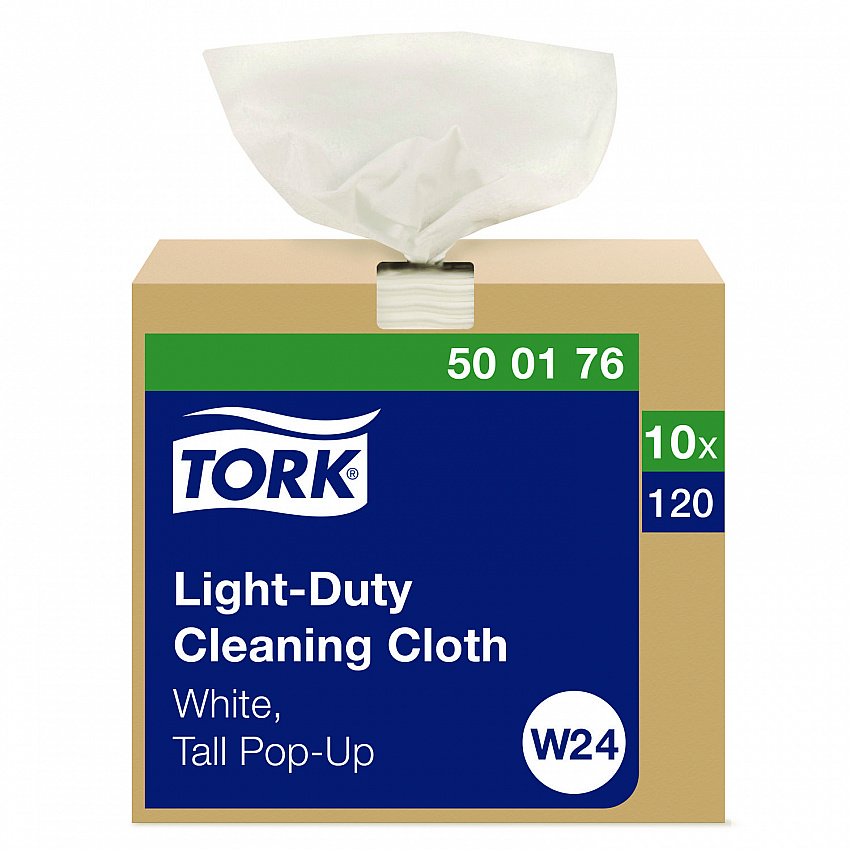 Light Duty Cleaning Cloth Pop Up Box, 1-Ply, 8.3 x 16.1, White, 120 Cloths/Pack, 10 Packs/Carton (500176)