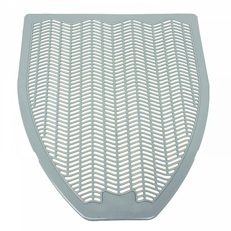 Disposable Urinal Floor Mat, Shield-Shaped, Orchard Zing Scent, Gray Non-Slip Perforated Surface, 17.5
