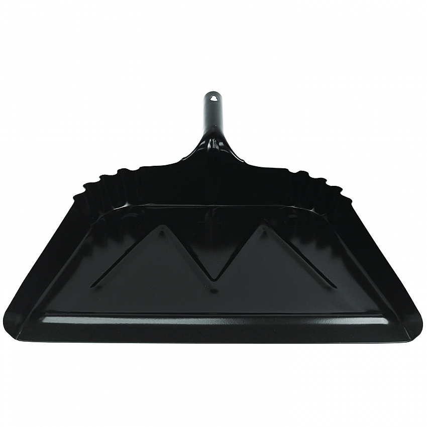 Heavy-Duty Commercial Dust Pan, 16 x 15.5, 5.38" Handle, 20-Gauge Steel, Black (4216)