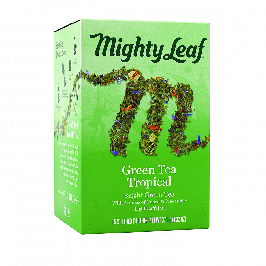 Whole Leaf Tea Pouches, Green Tea Tropical, 15/Box (510138)