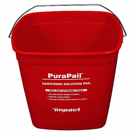 PuraPail Sanitizing Bucket, 6 qt, Polyethylene, Red (55066SEA)