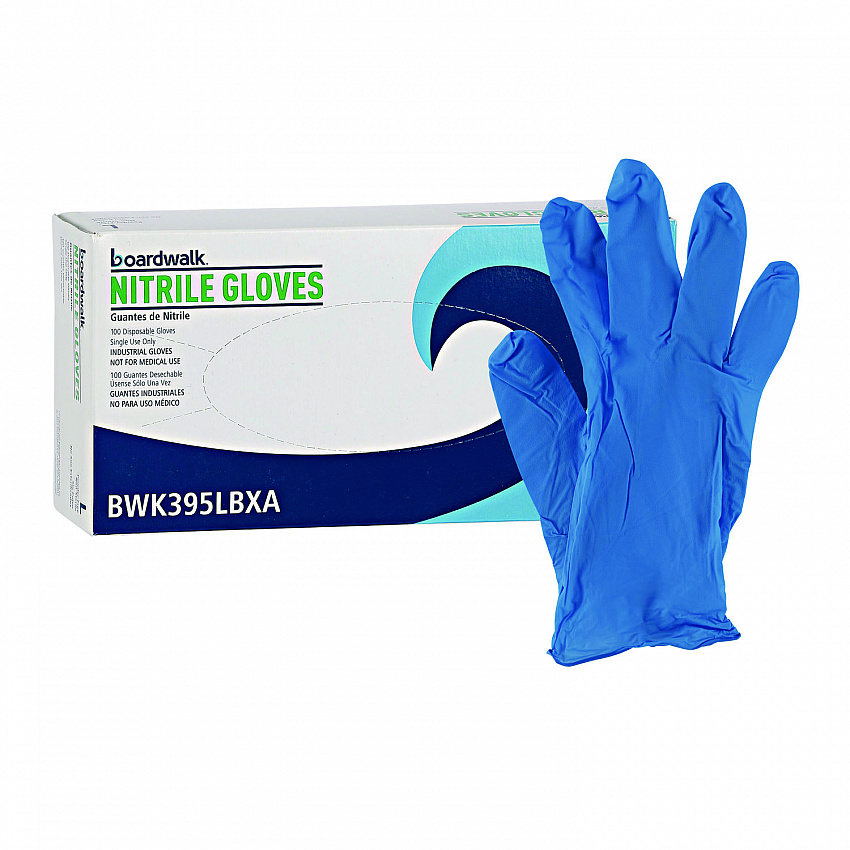 395 Series Disposable General-Purpose Nitrile Gloves, Powder-Free, Large, 5 mil Thick, 9.5" Long, Blue, 100/Box (395LBXA)