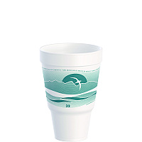 J Cup Insulated Foam Pedestal Cups, 32 oz, White/Teal, 25/Sleeve, 20 Sleeves/Carton (32AJ32H)