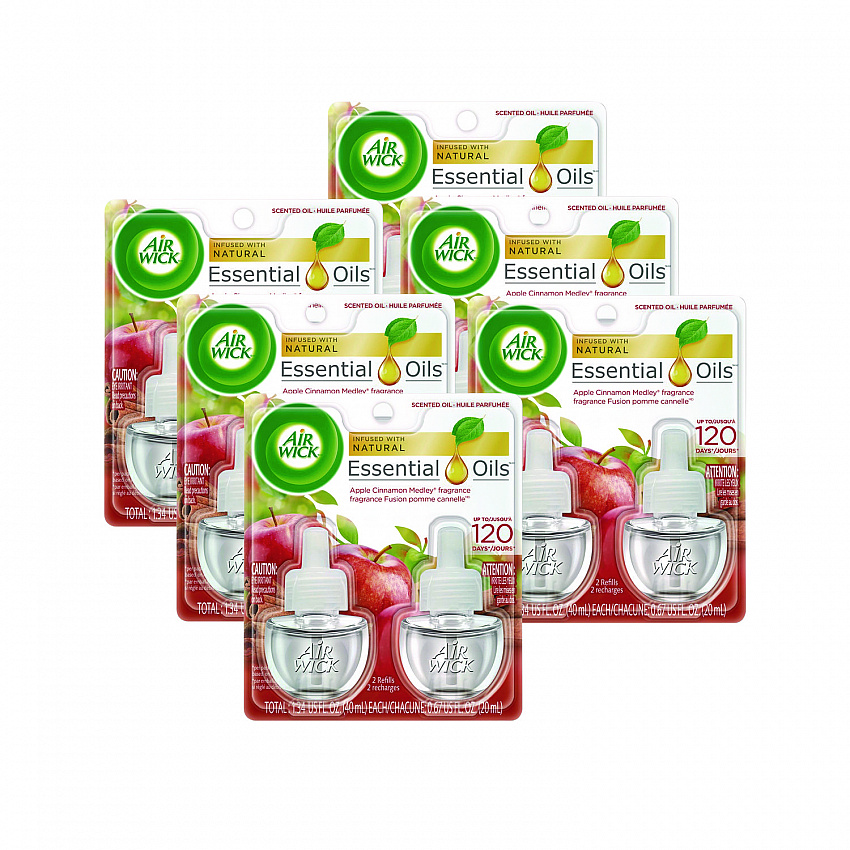 Scented Oil Refill, 0.67 oz, Apple Cinnamon Medley, 2/Pack, 6 Packs/Carton (80420CT)