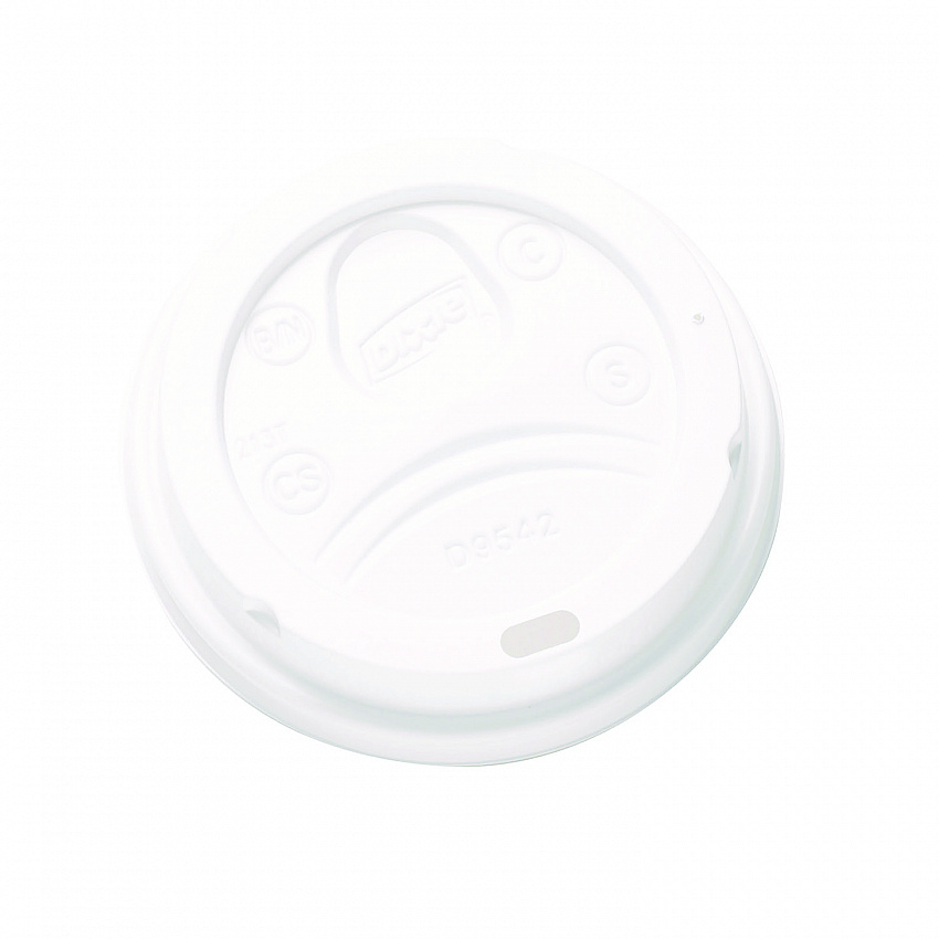 Dome Drink-Thru Lids, Fits 10 oz to 20 oz Dixie Hot Cups, Plastic, White, 100/Pack (D9542PK)