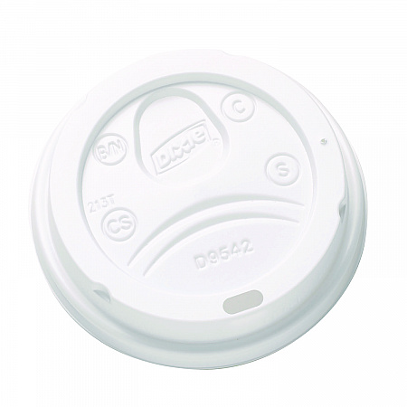 Dome Drink-Thru Lids, Fits 10 oz to 16 oz Hot Cups, Plastic, White, 1,000/Carton (D9542)