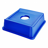 Untouchable Bottle and Can Recycling Top, Round Opening,  20.13w x 20.13d x 6.25h, Blue (2791BLU)