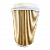 Ripple Hot Cups, 8 oz, Paper, Kraft/White, 500/Carton (CKRC508)