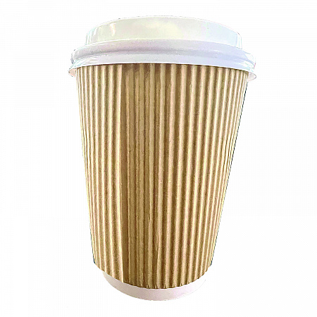 Ripple Hot Cups, 8 oz, Paper, Kraft/White, 500/Carton (CKRC508)
