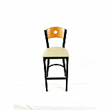Circle Series Barstool, Supports Up to 300 lb, 28.5" Seat Height, Taupe Seat, Natural Back, Black Base (CRBBVTAUD)