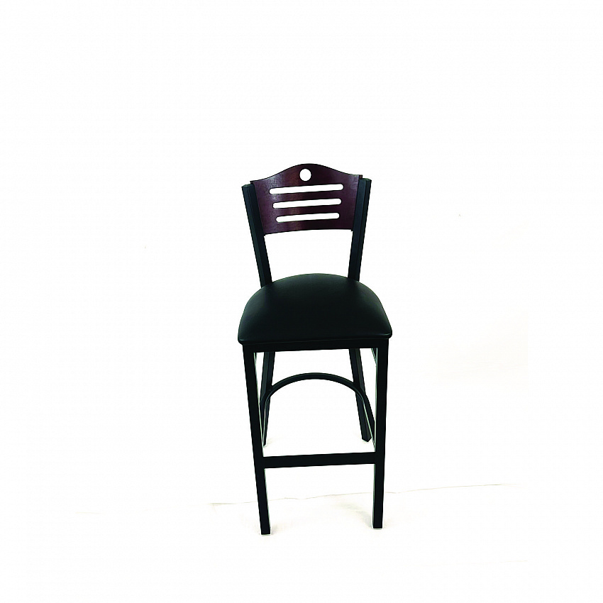 Eagle Series Barstool, Supports Up to 300 lb, 28.5" Seat Height, Black Seat, Dark Mahogany Back, Black Base (EBBVBLKB)