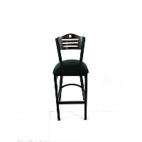 Eagle Series Barstool, Supports Up to 300 lb, 28.5" Seat Height, Black Seat, Dark Walnut Back, Black Base (EBBVBLKC)