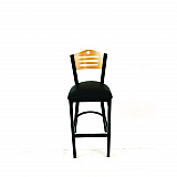 Eagle Series Barstool, Supports Up to 300 lb, 28.5" Seat Height, Black Seat, Natural Back, Black Base (EBBVBLKD)