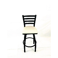 Boggs Series Barstool, Supports Up to 300 lb, 30.5" Seat Height, Cream Seat, Black Back, Black Base (BBBVSCRM)