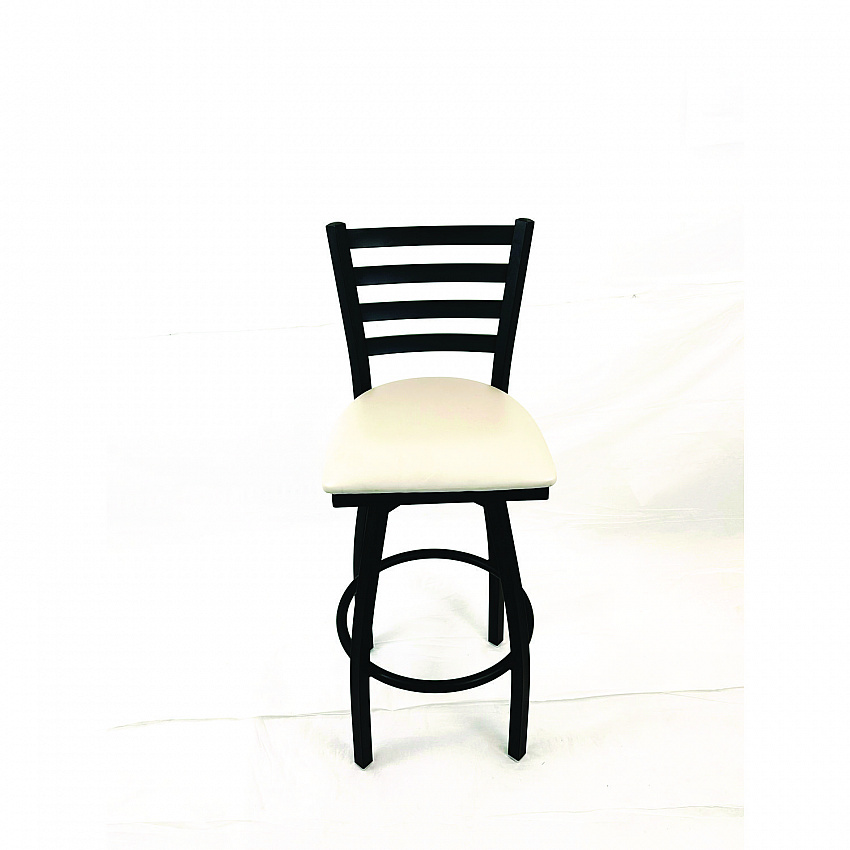 Boggs Series Barstool, Supports Up to 300 lb, 30.5" Seat Height, Cream Seat, Black Back, Black Base (BBBVSCRM)