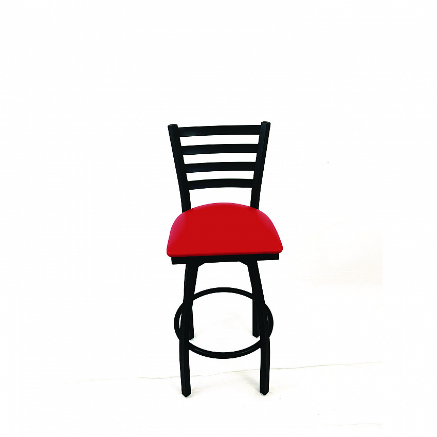 Boggs Series Barstool, Supports Up to 300 lb, 30.5" Seat Height, Red Seat, Black Back, Black Base (BBBVSRED)