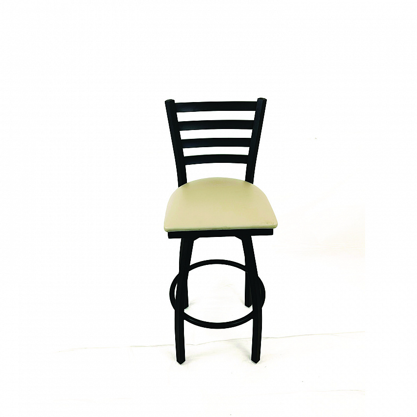 Boggs Series Barstool, Supports Up to 300 lb, 30.5" Seat Height, Taupe Seat, Black Back, Black Base (BBBVSTAU)