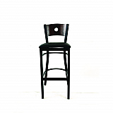 Circle Series Barstool, Supports Up to 300 lb, 28.5" Seat Height, Black Seat, Dark Walnut Back, Black Base (CRBBVBLKC)