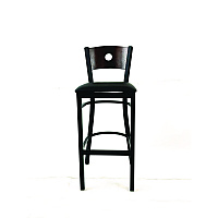 Circle Series Barstool, Supports Up to 300 lb, 28.5" Seat Height, Black Seat, Dark Walnut Back, Black Base (CRBBVBLKC)