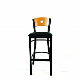 Circle Series Barstool, Supports Up to 300 lb, 28.5" Seat Height, Black Seat, Natural Back, Black Base (CRBBVBLKD)