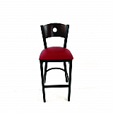 Circle Series Barstool, Supports Up to 300 lb, 28.5" Seat Height, Burgundy Seat, Dark Walnut Back, Black Base (CRBBVBURC)