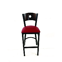 Circle Series Barstool, Supports Up to 300 lb, 28.5" Seat Height, Burgundy Seat, Dark Walnut Back, Black Base (CRBBVBURC)