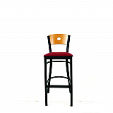 Circle Series Barstool, Supports Up to 300 lb, 28.5" Seat Height, Burgundy Seat, Natural Back, Black Base (CRBBVBURD)