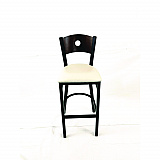 Circle Series Barstool, Supports Up to 300 lb, 28.5" Seat Height, Cream Seat, Dark Walnut Back, Black Base (CRBBVCRMC)