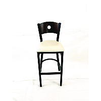 Circle Series Barstool, Supports Up to 300 lb, 28.5" Seat Height, Cream Seat, Dark Walnut Back, Black Base (CRBBVCRMC)