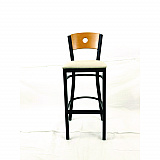 Circle Series Barstool, Supports Up to 300 lb, 28.5" Seat Height, Cream Seat, Natural Back, Black Base (CRBBVCRMD)