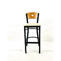 Circle Series Barstool, Supports Up to 300 lb, 28.5" Seat Height, Cream Seat, Natural Back, Black Base (CRBBVCRMD)