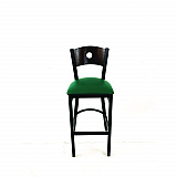 Circle Series Barstool, Supports Up to 300 lb, 28.5" Seat Height, Green Seat, Dark Walnut Back, Black Base (CRBBVGRNC)