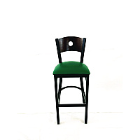 Circle Series Barstool, Supports Up to 300 lb, 28.5" Seat Height, Green Seat, Dark Walnut Back, Black Base (CRBBVGRNC)
