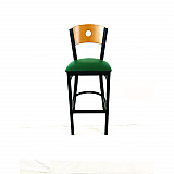 Circle Series Barstool, Supports Up to 300 lb, 28.5" Seat Height, Green Seat, Natural Back, Black Base (CRBBVGRND)