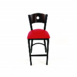 Circle Series Barstool, Supports Up to 300 lb, 28.5" Seat Height, Red Seat, Dark Walnut Back, Black Base (CRBBVREDC)