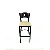 Circle Series Barstool, Supports Up to 300 lb, 28.5" Seat Height, Taupe Seat, Dark Walnut Back, Black Base (CRBBVTAUC)