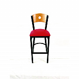 Circle Series Barstool, Supports Up to 300 lb, 28.5" Seat Height, Red Seat, Natural Back, Black Base (CRBBVREDD)