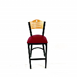 Eagle Series Barstool, Supports Up to 300 lb, 28.5" Seat Height, Burgundy Seat, Natural Back, Black Base (EBBVBURD)