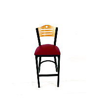 Eagle Series Barstool, Supports Up to 300 lb, 28.5" Seat Height, Burgundy Seat, Natural Back, Black Base (EBBVBURD)