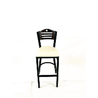 Eagle Series Barstool, Supports Up to 300 lb, 28.5" Seat Height, Cream Seat, Dark Walnut Back, Black Base (EBBVCRMC)