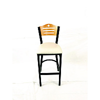 Eagle Series Barstool, Supports Up to 300 lb, 28.5" Seat Height, Cream Seat, Natural Back, Black Base (EBBVCRMD)