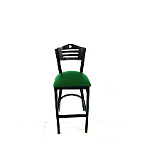 Eagle Series Barstool, Supports Up to 300 lb, 28.5" Seat Height, Green Seat, Dark Walnut Back, Black Base (EBBVGRNC)