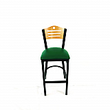 Eagle Series Barstool, Supports Up to 300 lb, 28.5" Seat Height, Green Seat, Natural Back, Black Base (EBBVGRND)