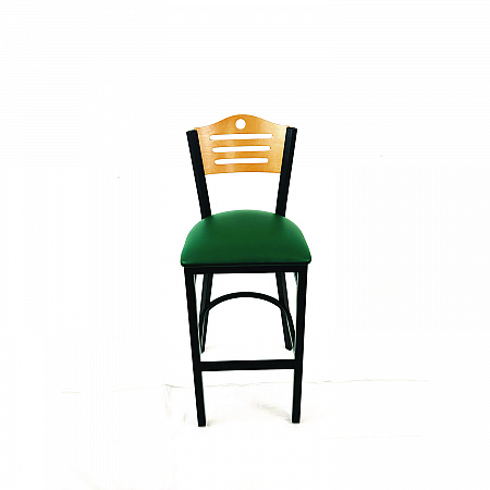 Eagle Series Barstool, Supports Up to 300 lb, 28.5" Seat Height, Green Seat, Natural Back, Black Base (EBBVGRND)
