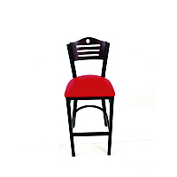 Eagle Series Barstool, Supports Up to 300 lb, 28.5" Seat Height, Red Seat, Dark Mahogany Back, Black Base (EBBVREDB)