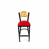 Eagle Series Barstool, Supports Up to 300 lb, 28.5" Seat Height, Red Seat, Natural Back, Black Base (EBBVREDD)
