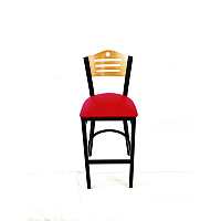 Eagle Series Barstool, Supports Up to 300 lb, 28.5" Seat Height, Red Seat, Natural Back, Black Base (EBBVREDD)